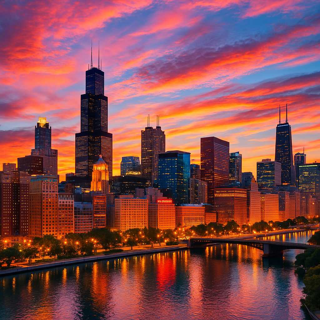 chicago sunset chicago sunset